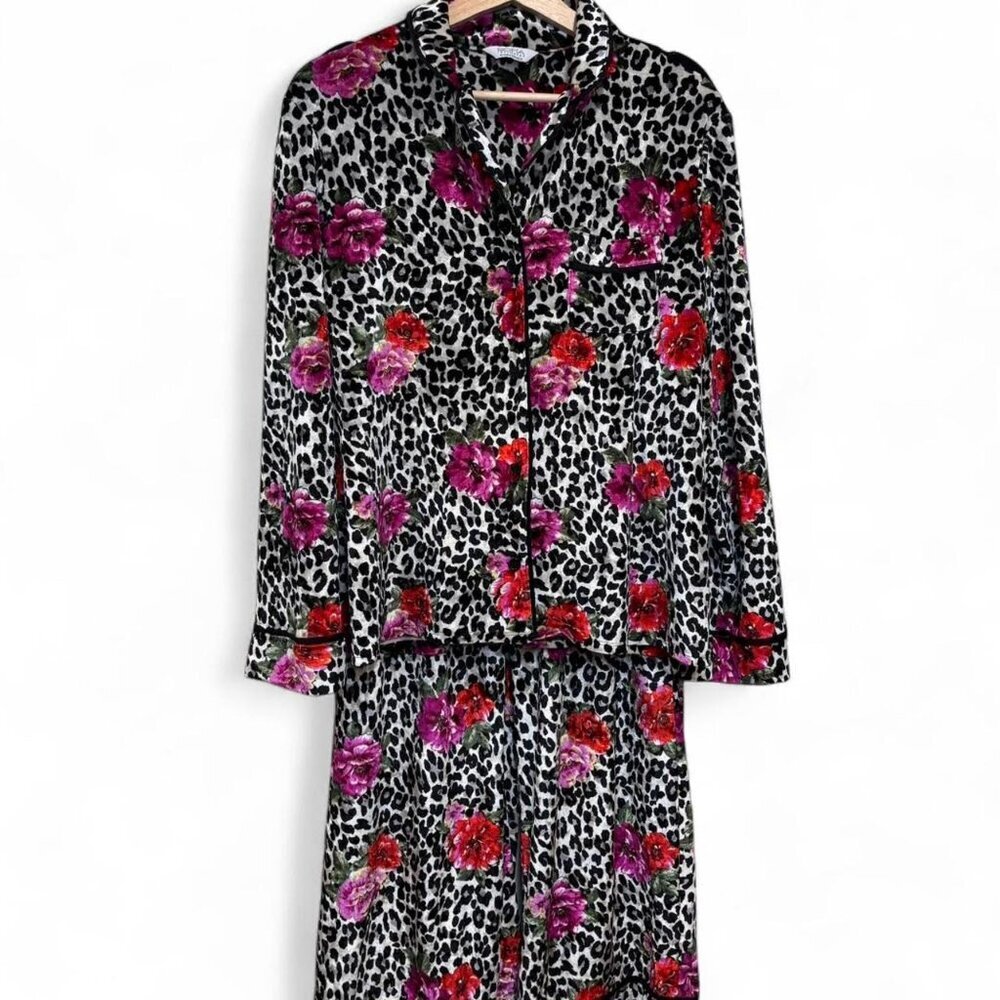 Sofia Vergara Leopard Floral Pajama Set Y2K Lounge Size Small